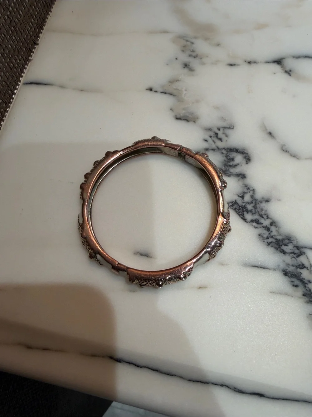 Elegant White and Gold Crystal Enamel Bracelet